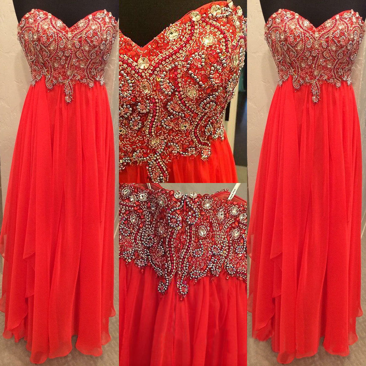 Long Prom Dress, Red Prom Dress, Sweetheart Prom Dress, Prom Dress, Party Prom Dress, Prom Dress With Beading, Long Evening Dress
