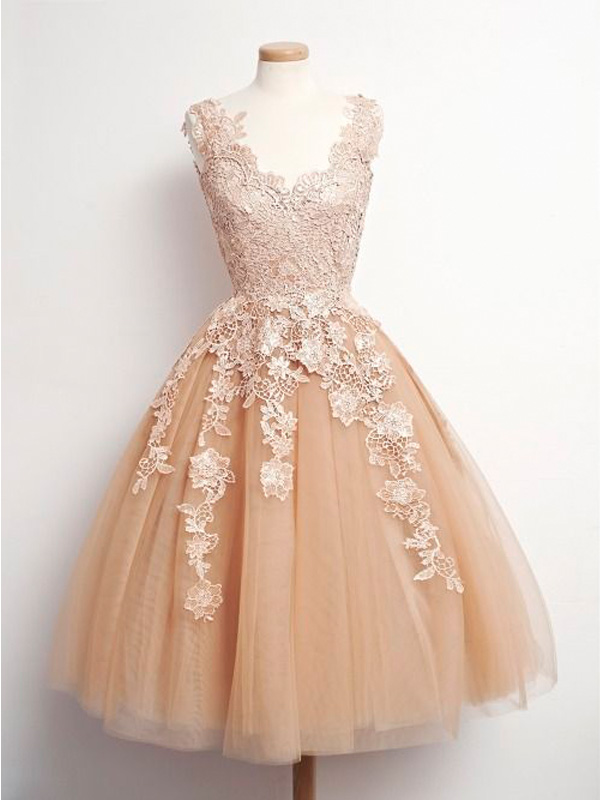 Short Homecoming Dress, Party Prom Dress, Lace Short Prom Dress, Prom Dress, Champagne Prom Dress, A-line Prom Dress